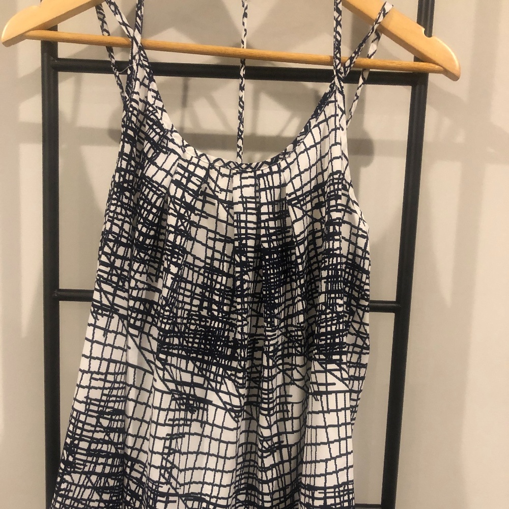 Boutique Brand Navy and White Patterned Blouse